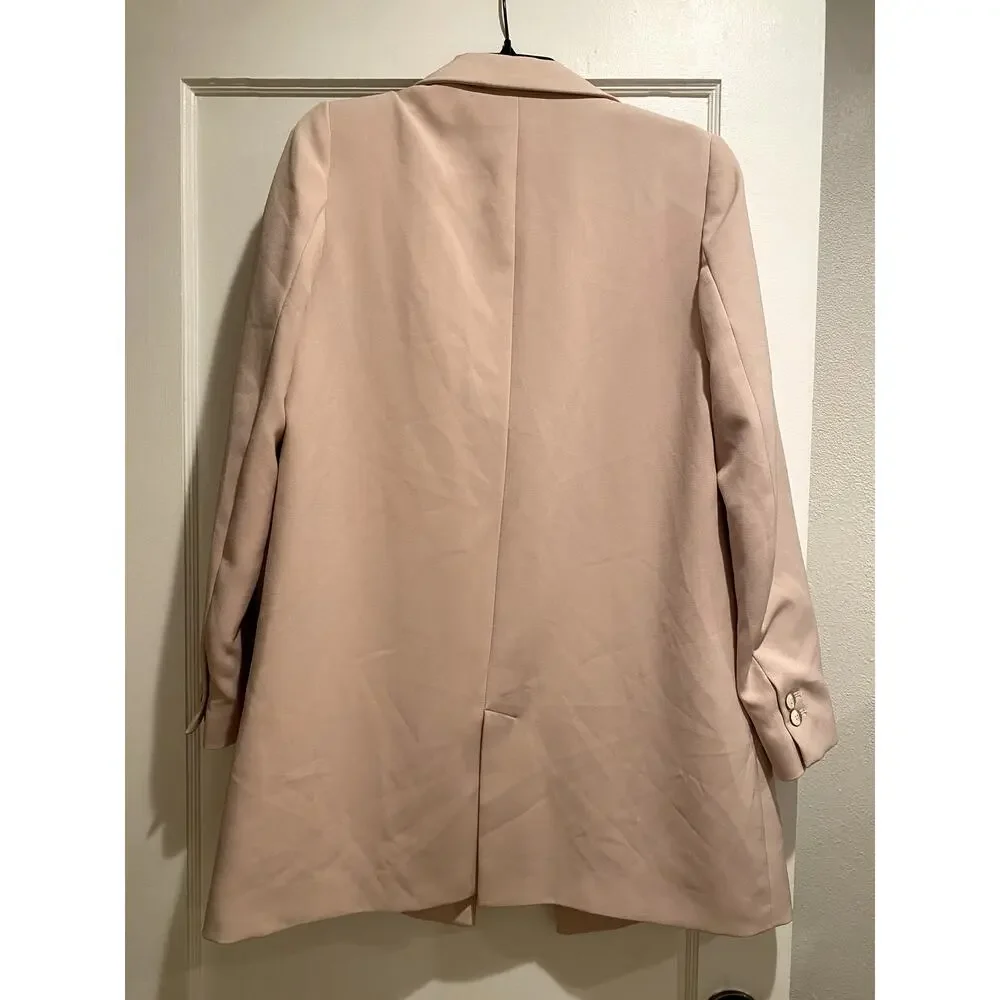 Minimalist Zara Blush Pink Double-Breasted Blazer Small 90s Workwear - Picture 3 of 5